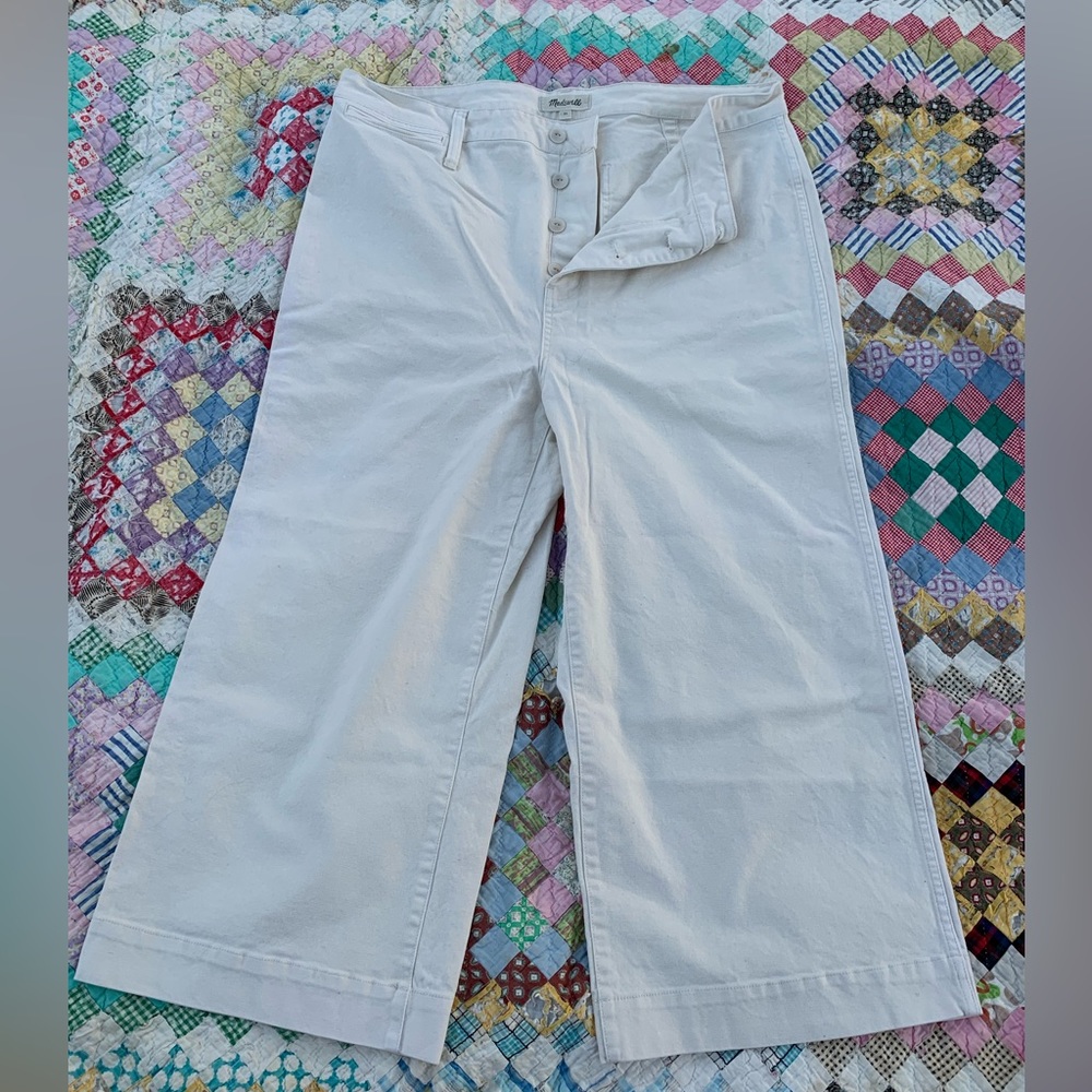 Madewell Button Fly Wide Leg Cropped Pants size 35